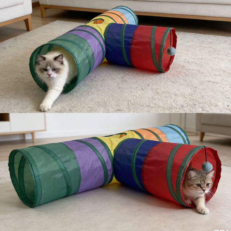 猫咪隧道钻洞爬行三通道逗猫解闷神器可折叠大号玩具新款窝包邮