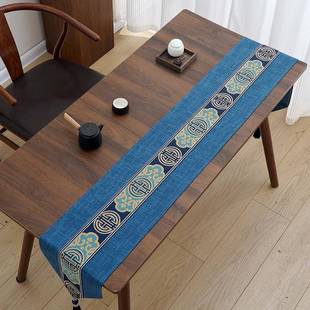 新中式小桌旗禅意茶桌垫布中国风茶几茶桌布艺茶席装饰长条窄桌布