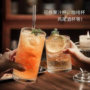 高颜值家用玻璃水杯牛奶早餐美式 汇冠 咖啡杯饮品啤酒鸡尾酒杯子