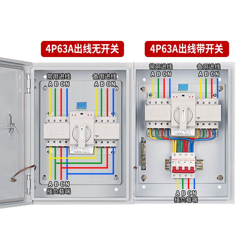 双电源自动转换开 关配电箱切换箱220v380v单相三相四线 线发电