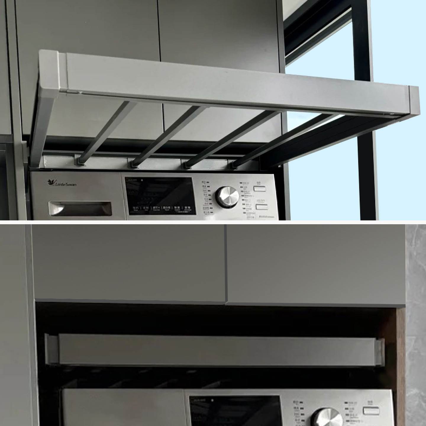 洗衣机烘干机柜内抽拉衣架阳台柜上方挂衣杆伸缩晾衣架裤架置物架