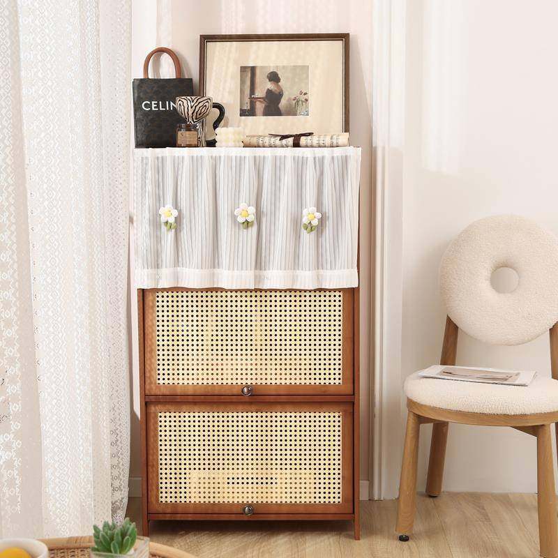 柜子遮挡帘阳台半遮挡帘地暖分水器遮挡布书柜自粘式魔术贴纱帘