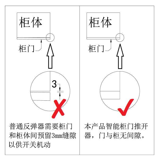 重型智能柜门推开器电动反弹器免拉手开冰箱门无拉手门与柜无间隙