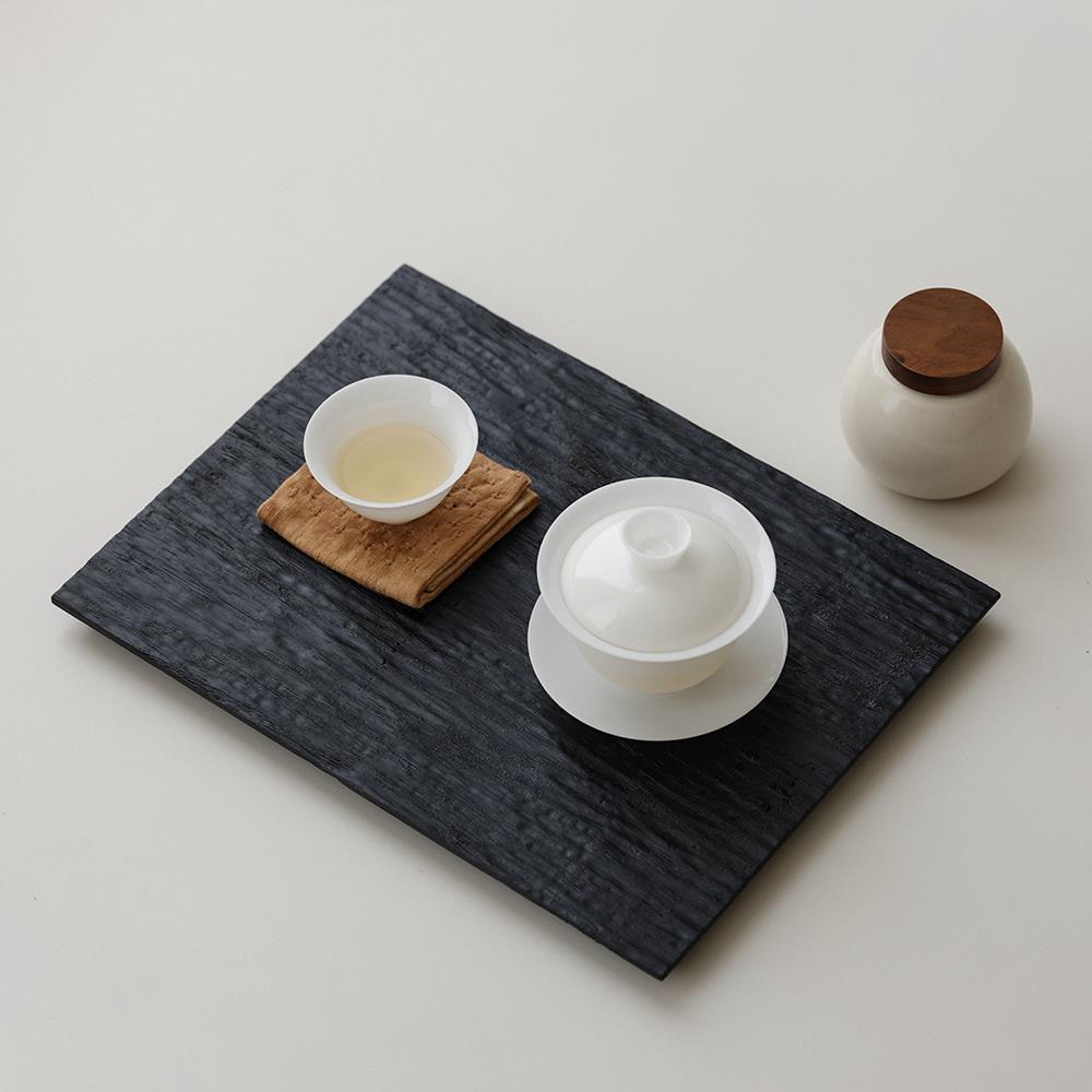 闻说|碳化木托盘 日式侘寂风复古摆件 家居茶道配件茶托盘茶台