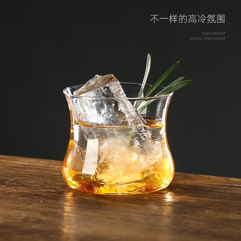 简约透明玻璃阔口鸡尾酒杯ins特调威士忌杯美式浓缩咖啡杯牛奶杯
