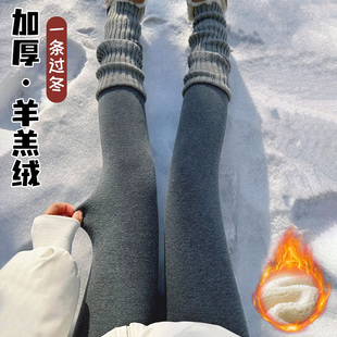 加绒加厚羊羔绒内穿保暖棉秋裤 女士外穿秋冬季 2025新款 高腰打底裤