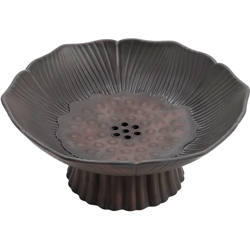 陶迷紫陶果盘分离式沥水茶渣筒多功能陶瓷家用功夫茶具高脚点心盘