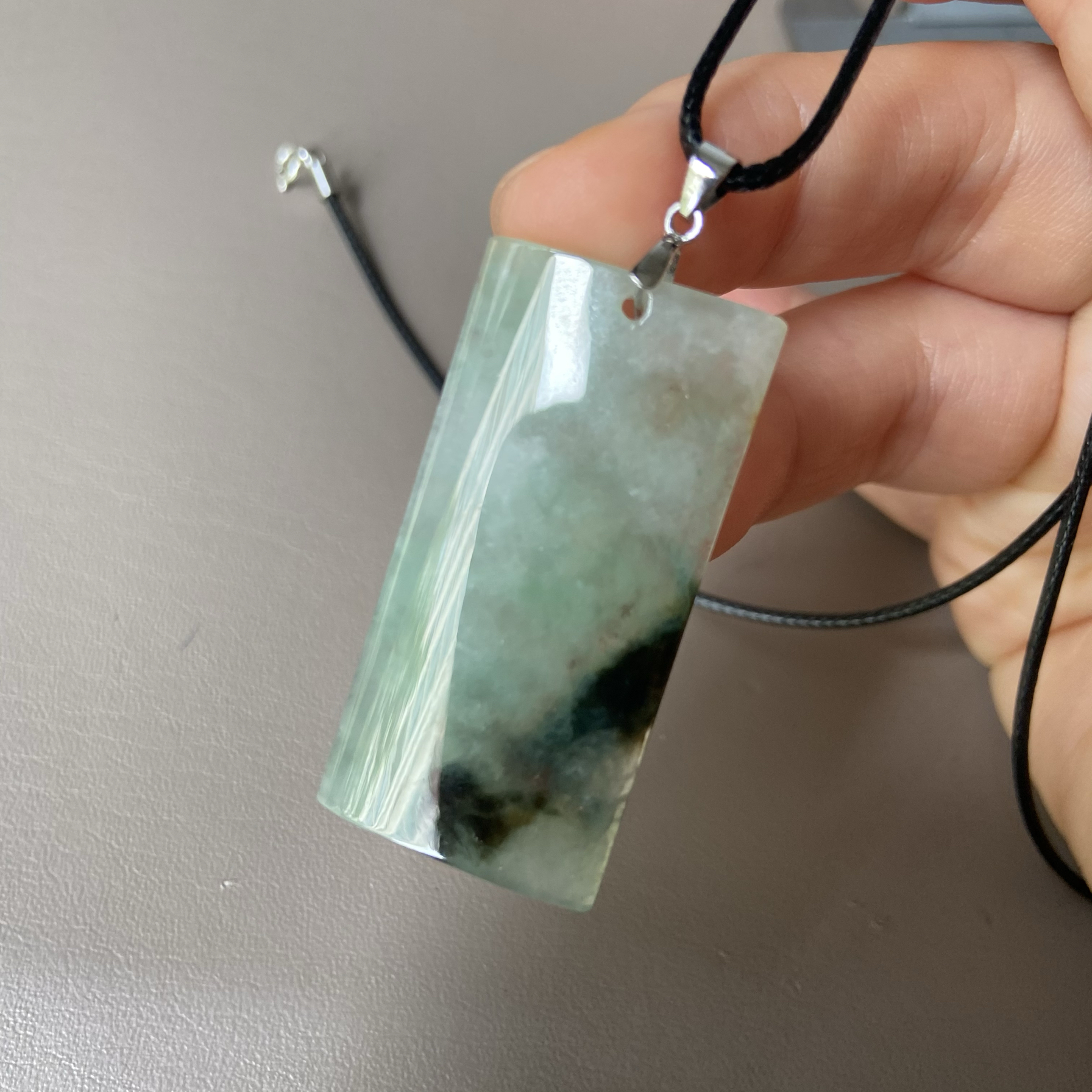 天然缅甸翡翠吊坠无事牌冰种飘绿花挂件老坑a货带证书0838玉佩