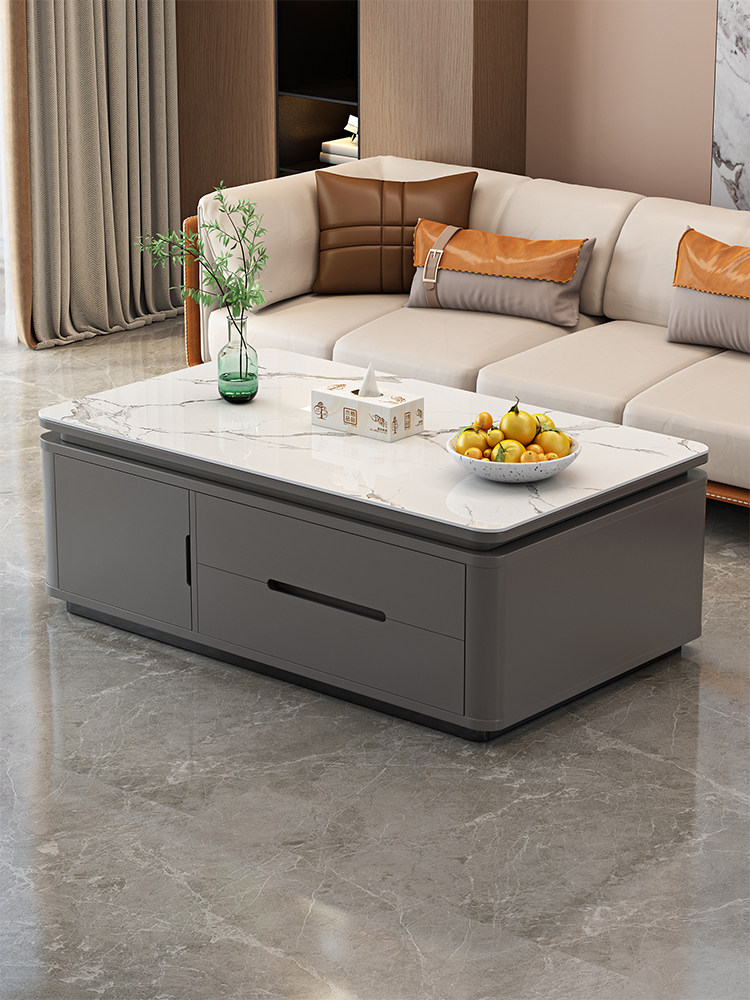 极简的钢化玻璃咖啡桌客厅家庭小公寓石板茶几电视柜组合简单的现