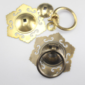 仿古中式 六角门环系列纯铜大拉手古建别墅大门铜门环兽头铜把手