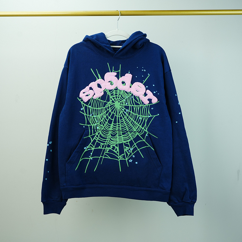 thumbnail for Navy teal printed hooded sweatshirt