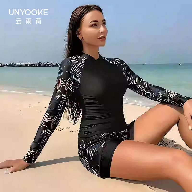 长袖女款泳衣女分体2026新款保守遮肉显瘦女孩运动度假海边游泳装