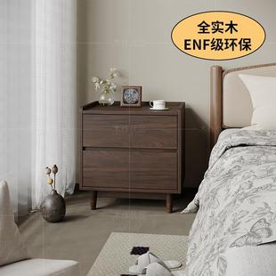 法式 中古风小型床头柜2024新款 复古家用卧室实木床头收纳置物架