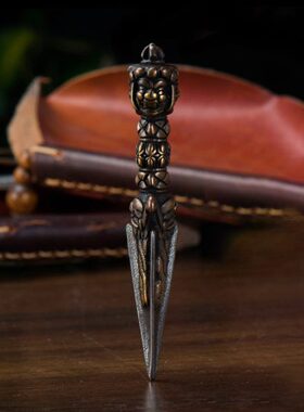 金刚橛修行供具尼泊尔手工仿古做旧上铜下铁普巴金刚杵
