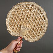 手工麦秸扇子老式 驱蚊芭蕉扇草编儿童随身古典中国风 大蒲扇夏季