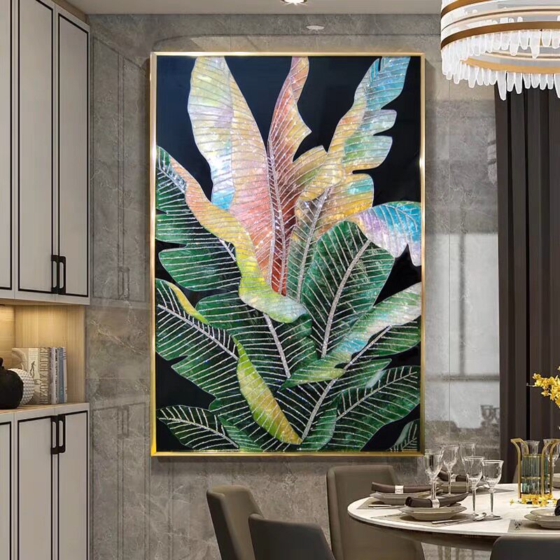 珐瑯彩高端玄关挂画芭蕉家大业大装饰画轻奢高级感客厅背景墙壁画