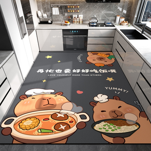 厨房地垫满铺卡通防水防油可擦免洗地毯脚垫垫子pvc耐脏家用定制