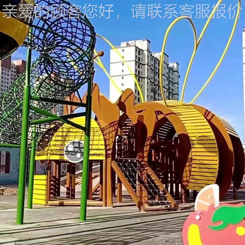 室外外区无动力设施大型不锈钢滑梯景滑梯户非标儿童乐项目游组合