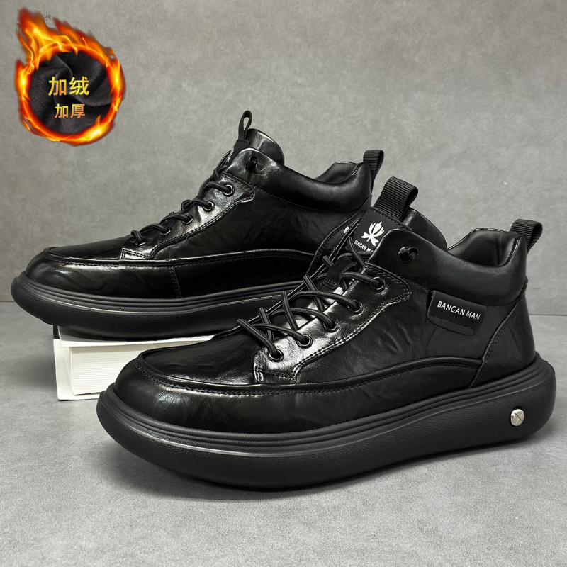 厚底一脚蹬男鞋秋冬加绒