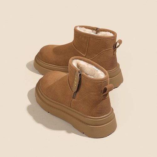 厚底雪地靴女防滑加绒短靴
