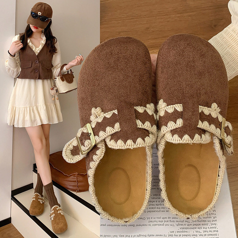 内增高厚底鞋一脚蹬包头半拖鞋女外穿秋博肯单单鞋包其他拖鞋拖鞋