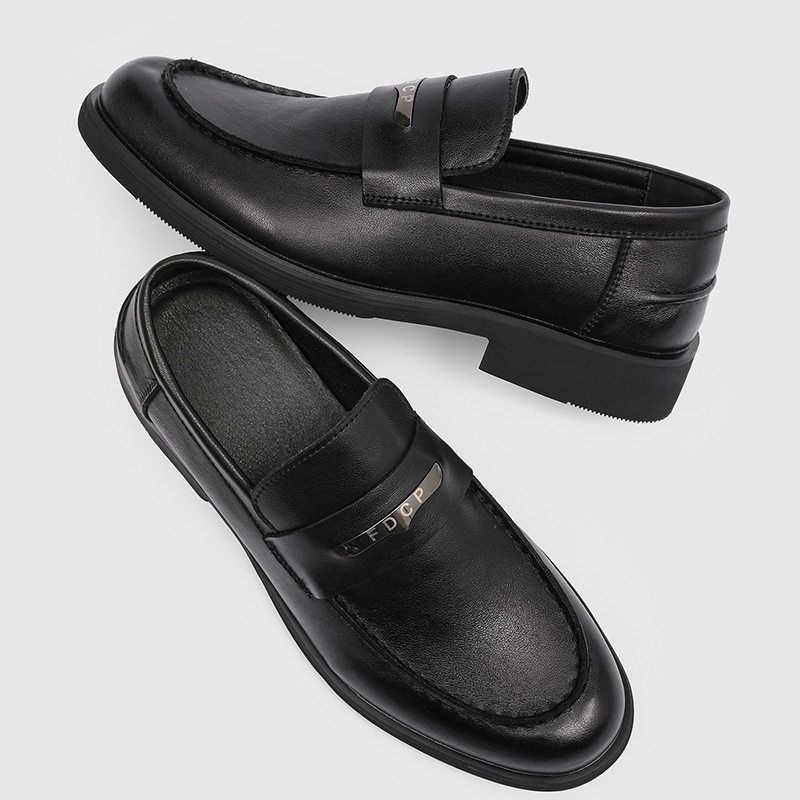 秋冬懒人百搭皮鞋一脚蹬乐福鞋套脚英伦风复古经典工装鞋