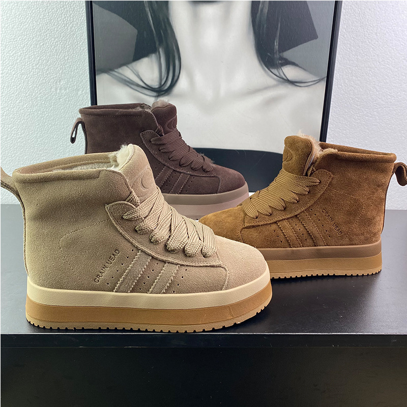 厚底加绒雪地靴女冬季保暖棉鞋