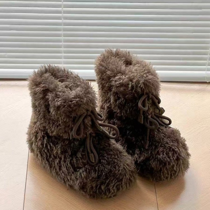 超爱防滑白色厚底毛毛雪地靴