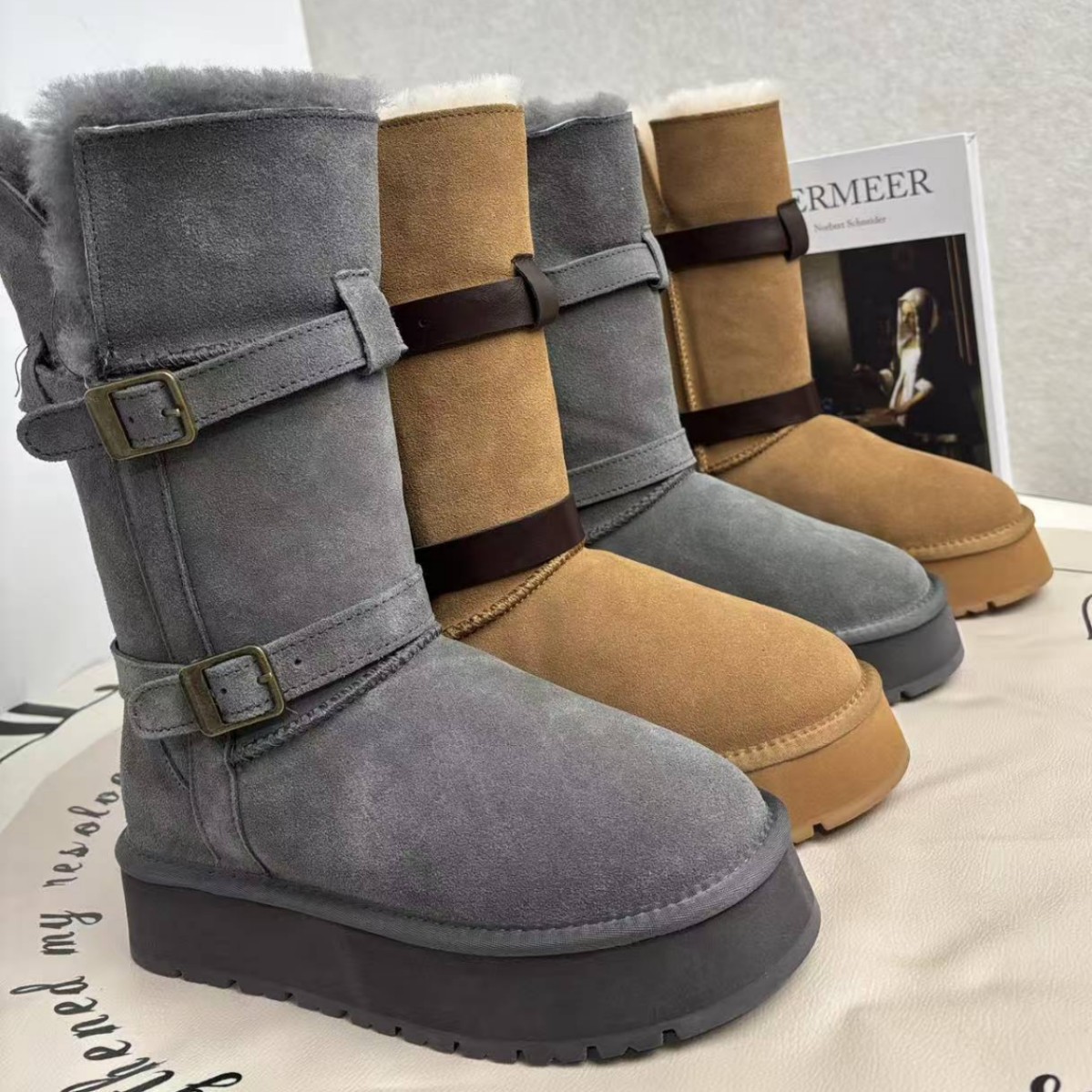 皮毛一体加厚雪地靴女款