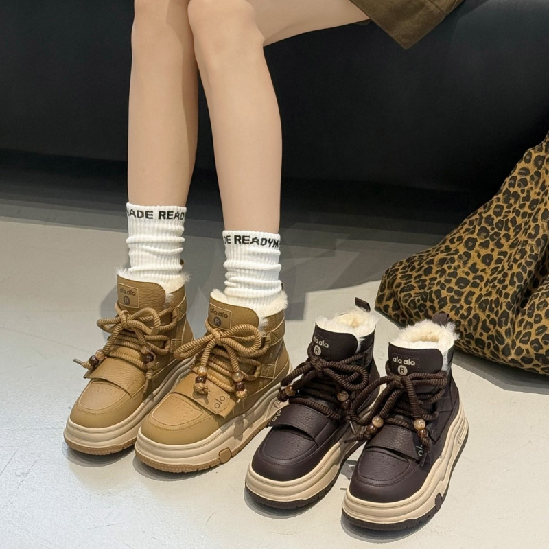 厚底高帮加绒雪地靴女