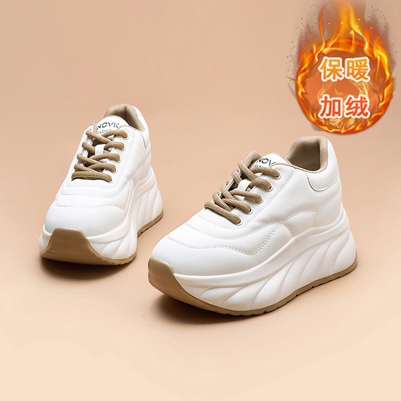 秋冬厚底增高老爹鞋女加绒保暖