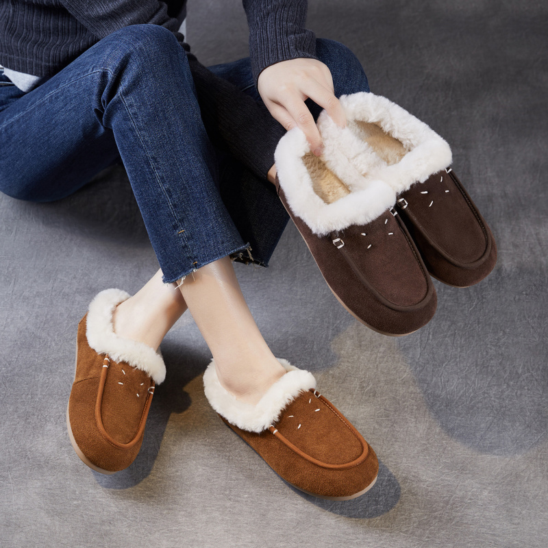 冬加绒女鞋保暖懒人棉鞋