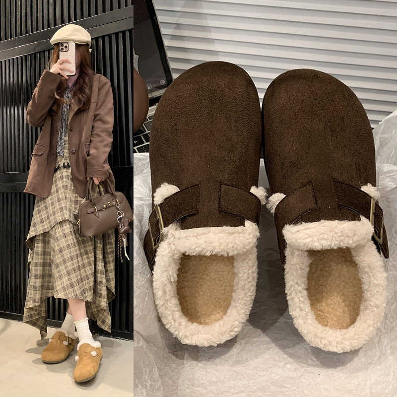内增高秋冬软底毛毛鞋外穿一脚蹬保暖棉鞋鞋棉鞋其他拖鞋包休闲拖