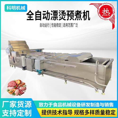 小型玉米漂烫机隧道式肉丸海参预煮漂烫设备卤菜鸡爪鸭爪卤煮机