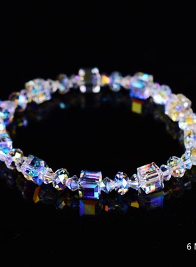 6MM闪亮奥地利水晶手链女魔幻A魔方串时尚韩版简约清新情人节礼物