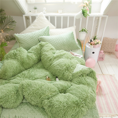 长毛被套珊瑚绒床上四件套水貂绒双面毛绒公主P风加绒加厚床裙冬