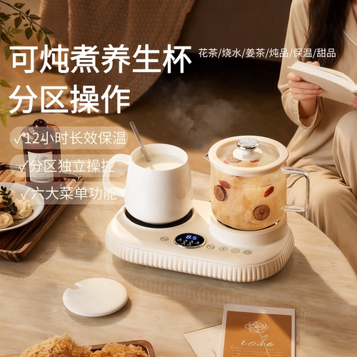 便携多功能双底座炖煮一体养生壶