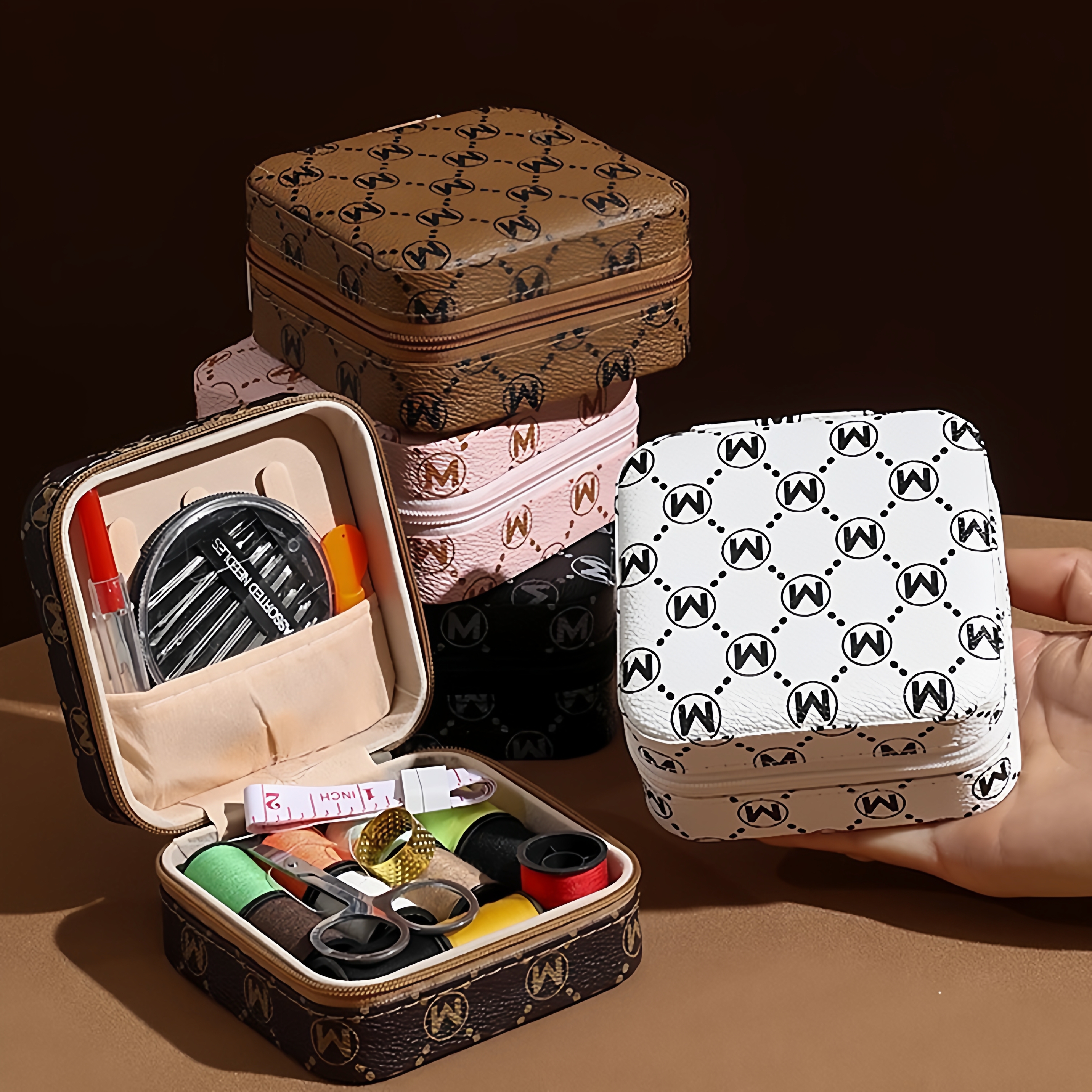 高档复古家用手工针线盒便携