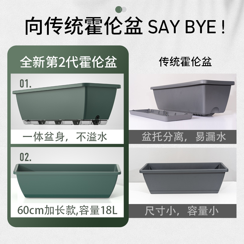 种菜霍伦盆家庭阳台专用特大号长方形蔬菜种植神器塑料挂壁花盆槽