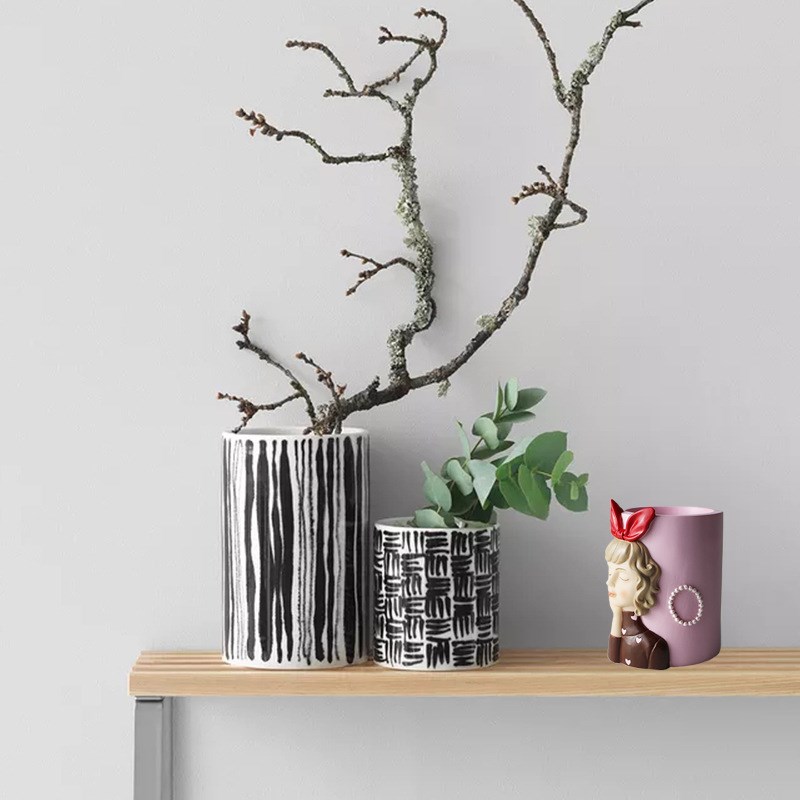 创意风格少女笔筒大容量简约个性书桌室内摆件