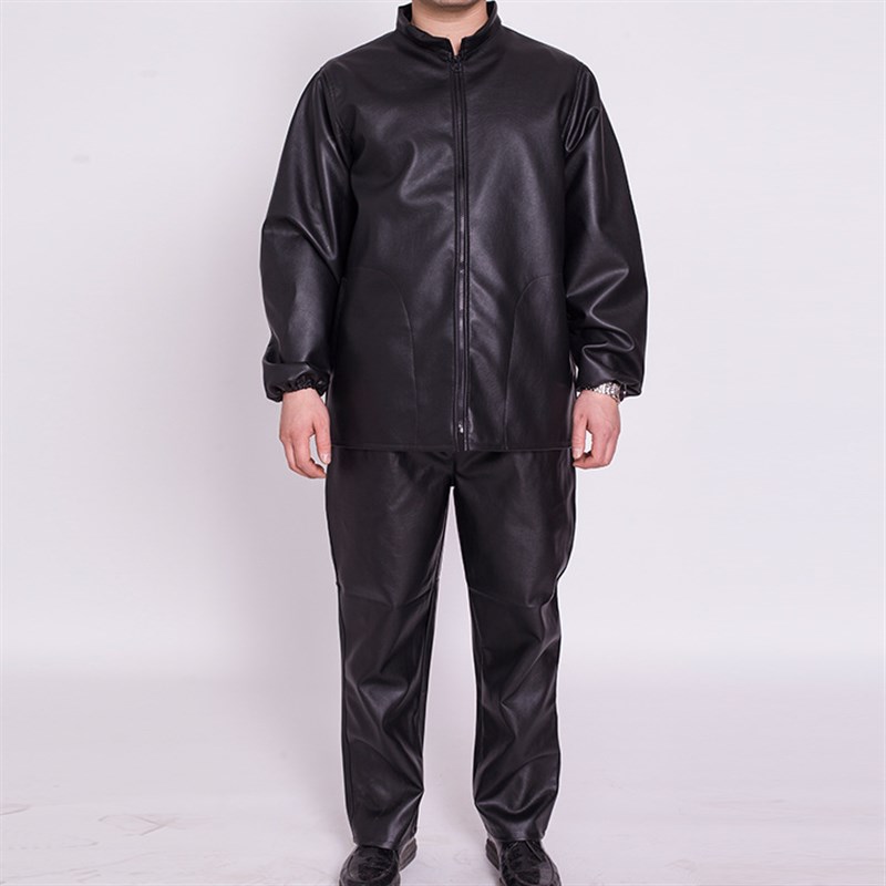 修车防油防水工作服套装男士皮衣皮裤免洗耐磨宽松养殖场屠宰专用