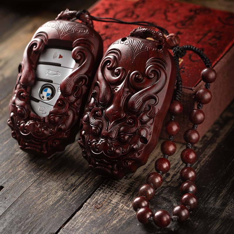 紫檀木汽车钥匙壳适用于宝马新款X5 X6 X7 X4 X3 X1 X2改装钥匙包