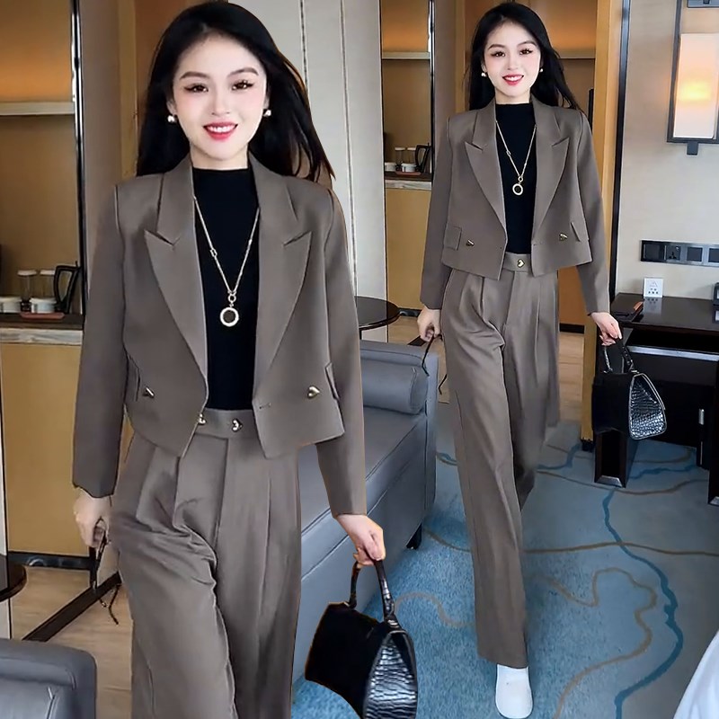 短款西装外套女套装春秋2024新款气质正装高级感小个子西服两件套