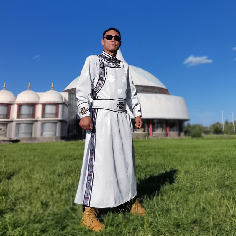 新款蒙古袍男士蒙古演出表演服装长款蒙古服装日常服装生活装秋冬