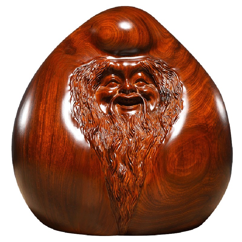 知府花梨木雕寿桃寿星公摆件家居客厅装饰长辈生日寿辰送礼工艺品