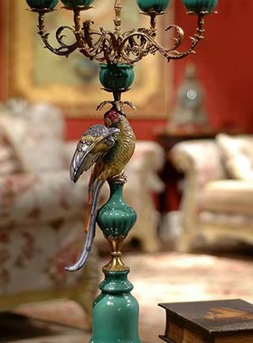 陶瓷礼品配铜烛台欧式乔迁客厅装饰摆件家居玄关餐桌气氛烛座复古