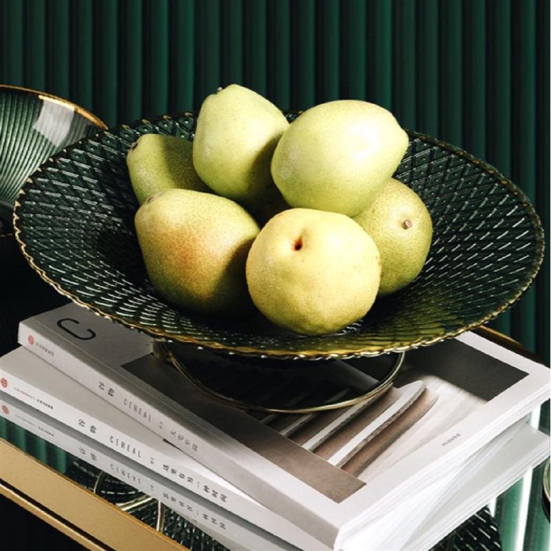 轻奢风玻璃水果盘客厅家用茶几2025新款办公室大果盆高端大气摆件