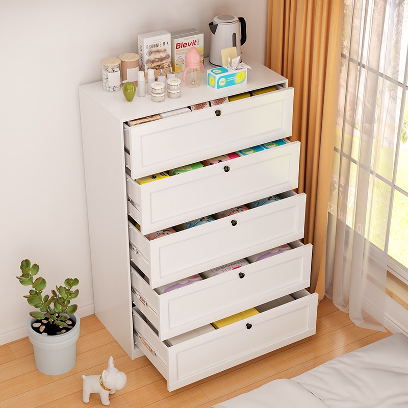 奶油风钢制儿童斗柜铁皮收纳柜五斗柜玩具储物柜落地多层抽屉柜