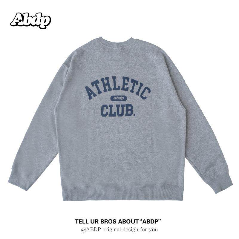 ABDP24新款男士美式圆领卫衣落肩宽松运动休闲印花套头潮流街头