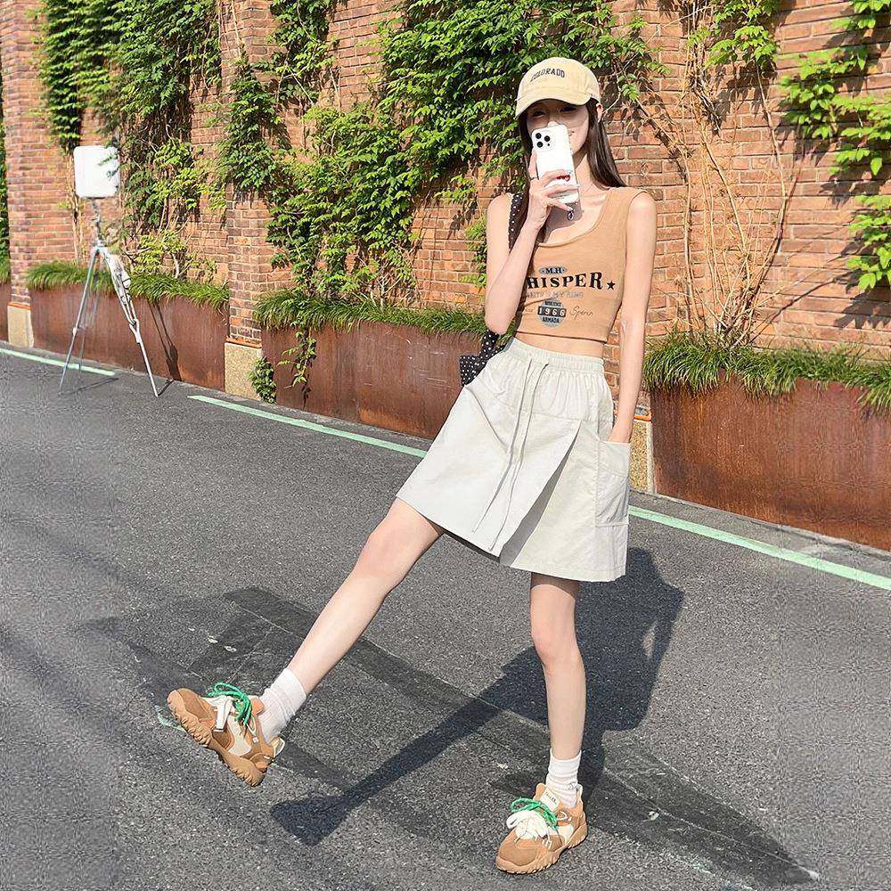 工装短裙裤女2025年夏季新款设计感松紧腰防走光高腰速干a字裙裤,女装/女士精品,休闲裤,淘宝优惠券,粉丝福利购,淘宝优惠卷